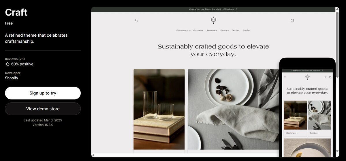 Best free Shopify theme - Craft