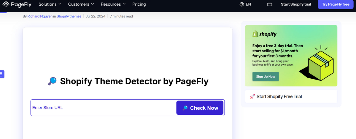 PageFly best Shopify theme detector