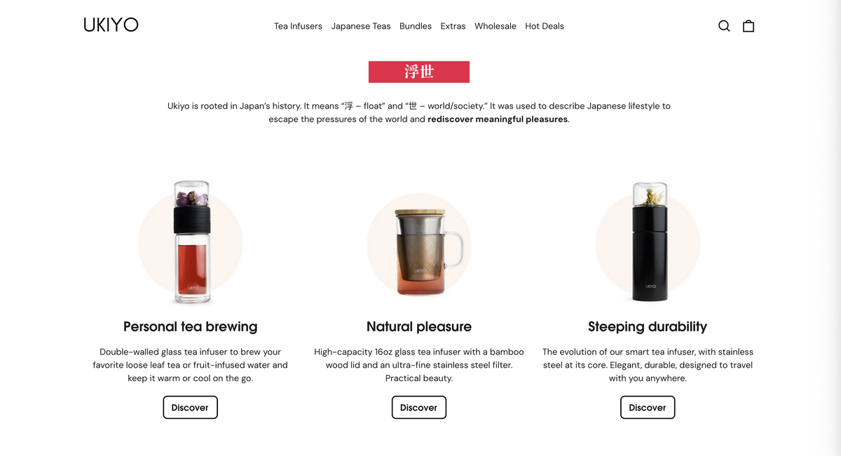 Ukiyo as an example for a leaf teas dropshipping store name