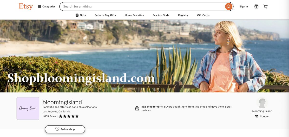 Blooming island as an example for a fashion dropshipping store name