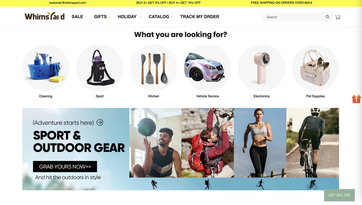 Whimsyard as an example for a home and decor dropshipping store name