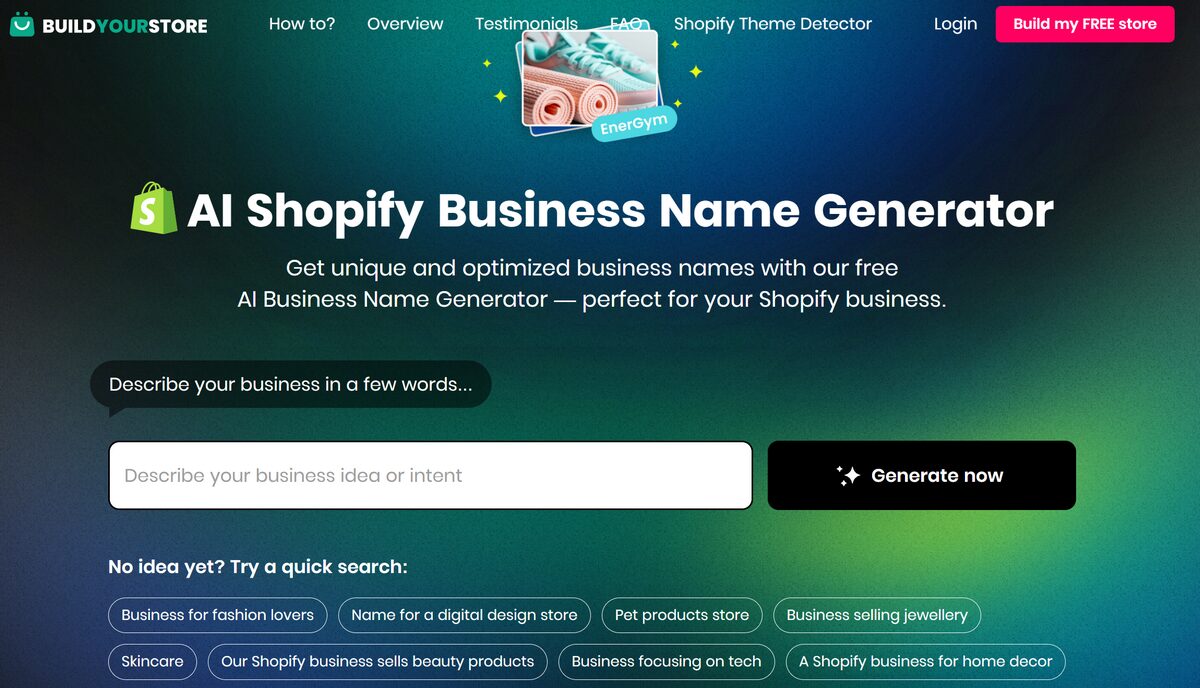 Best Shopify business name generator BuildYourStore