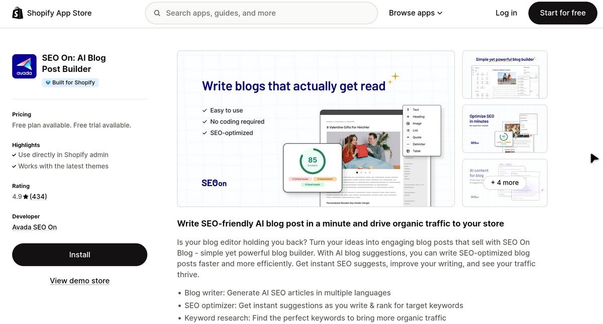 SEO On Keyword AI assistant for AI Built Stores