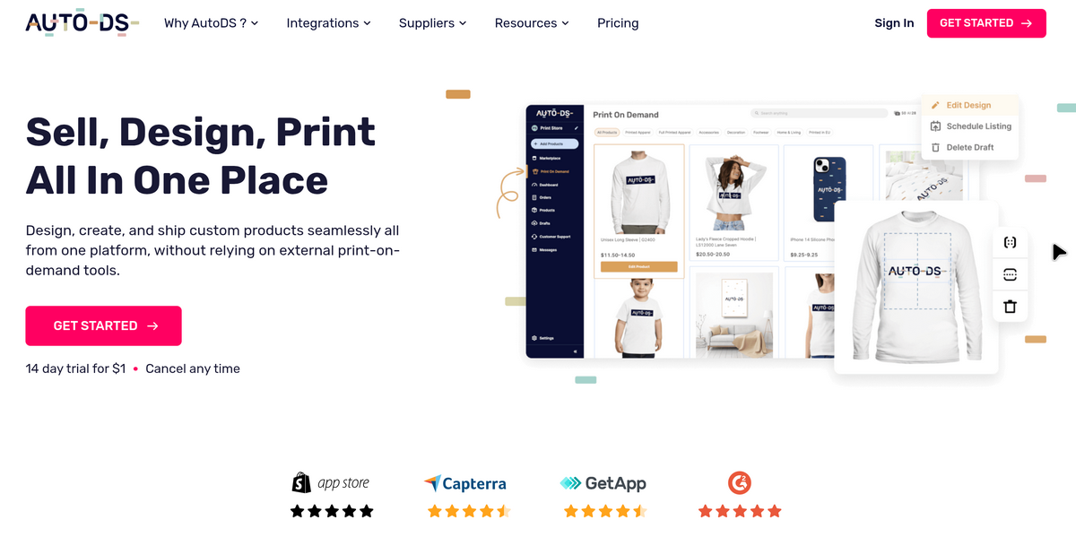 AutoDS Print On Demand feature