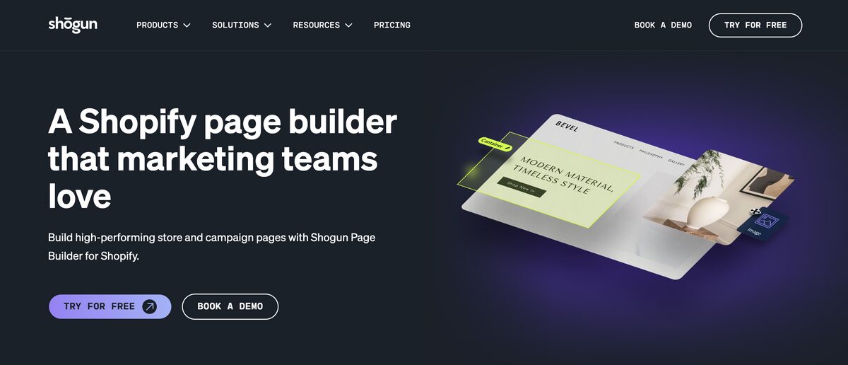 Shogun as an alternative to Shopify Store Builder