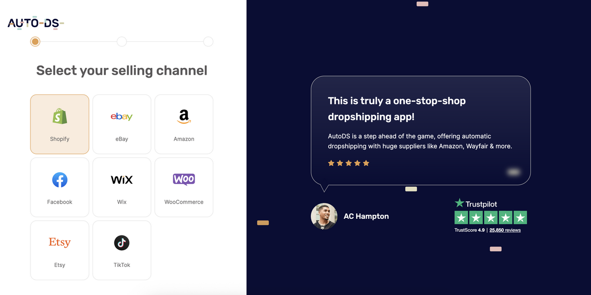 Choose Shopify on AutoDS to start a Shopify store