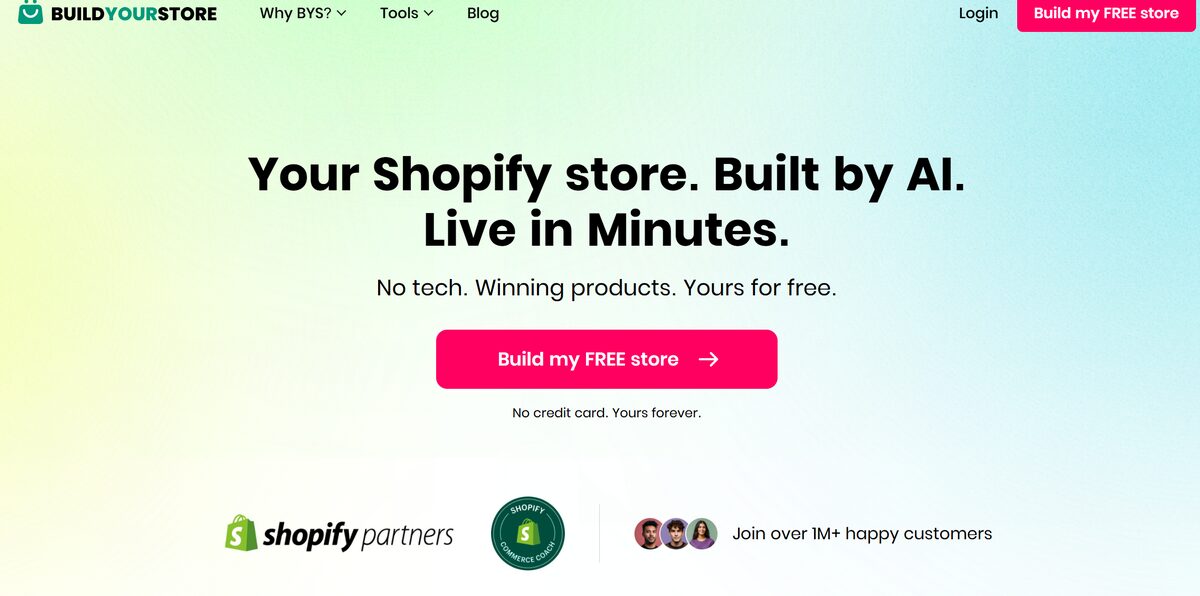 BuildYourStore tool for good AI store builder copy quality