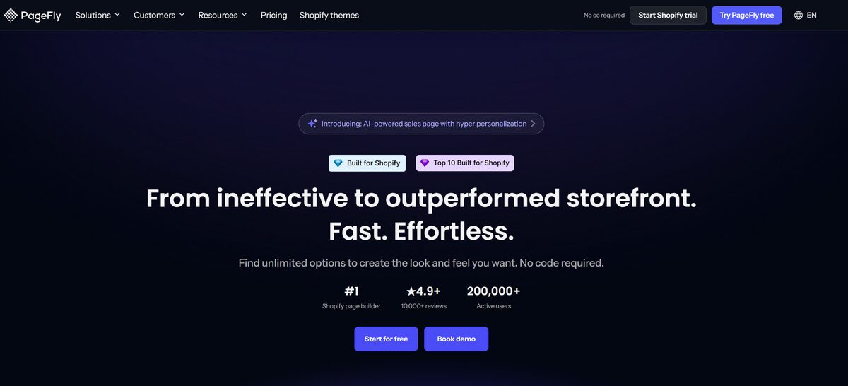 PageFly as an alternative to Shogun
