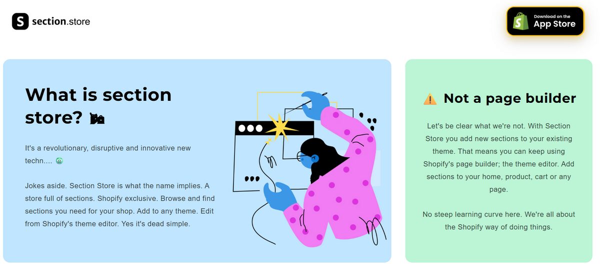 Section Store platform review Shopify section builder