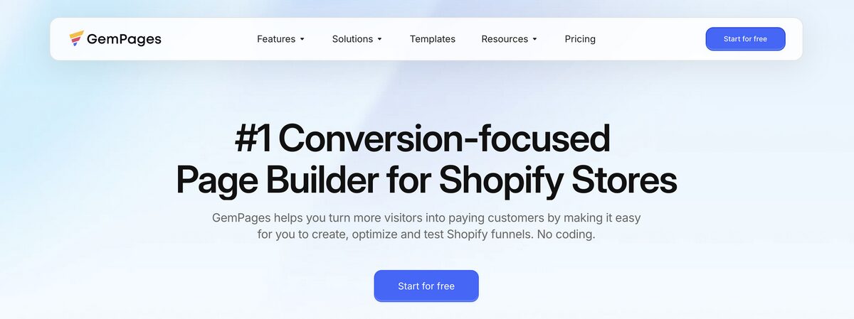 GemPages Shopify landing page builder