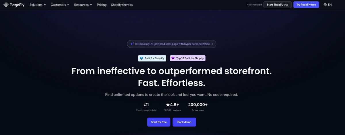 PageFly as an alternative to Shopify Store Builder