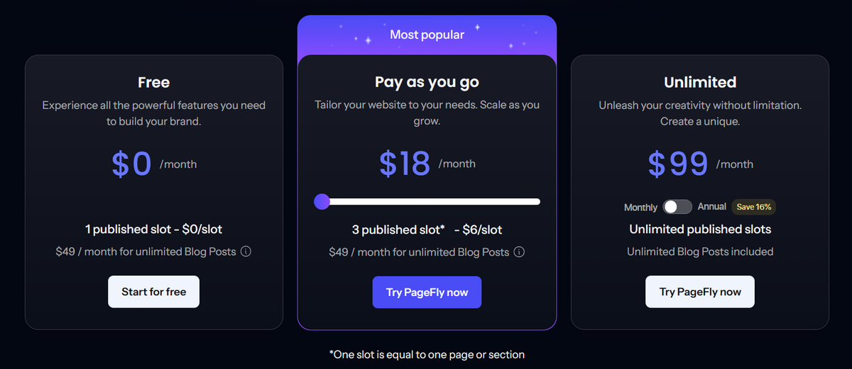 PageFly store builder pricing