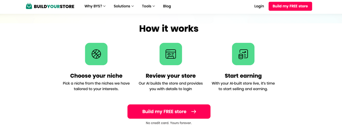 BuildYourStore, best free done-for-you AI Shopify Store builder