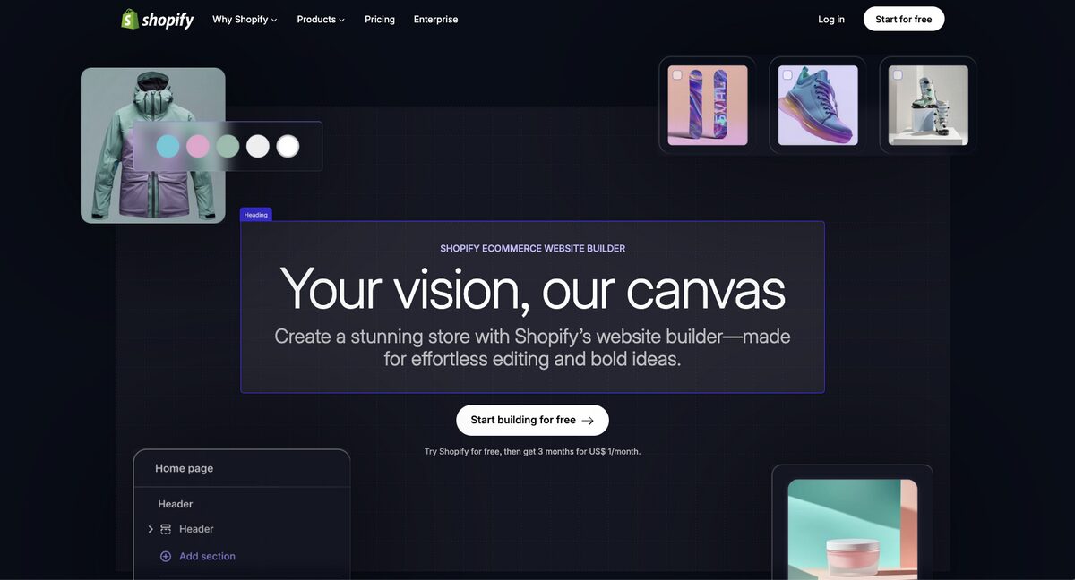 Shopify's native editor, Page Pilot AI's alternative