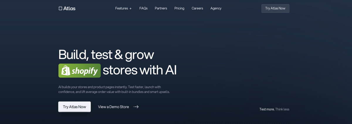 Atlas AI, one of the top AI store builders for Shopify