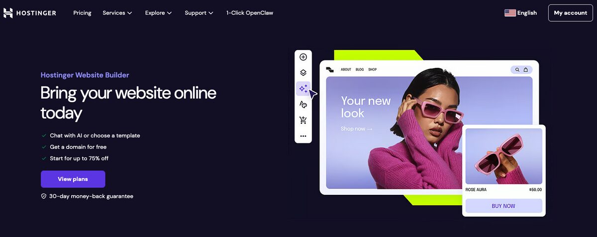 Zyro's homepage, Page Pilot AI's alternative