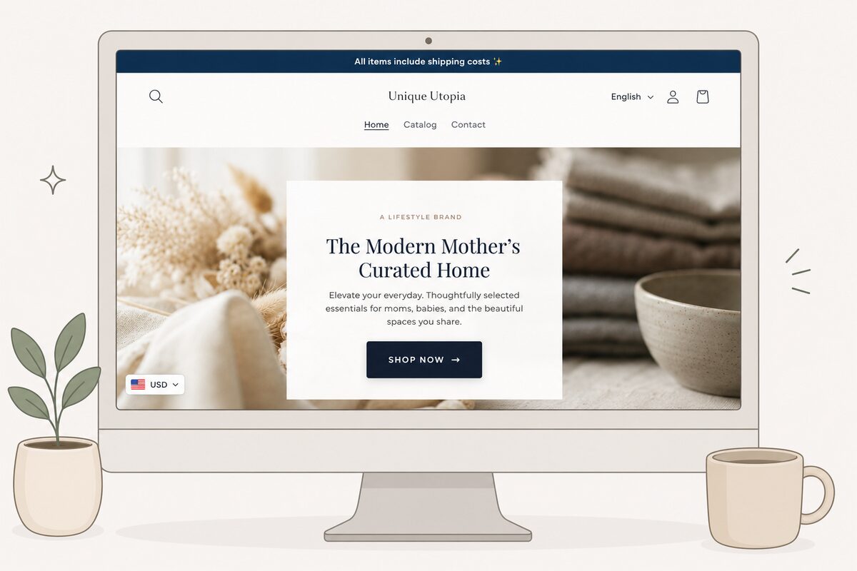 UniqueUtopia.com, a real-life shopify domain example