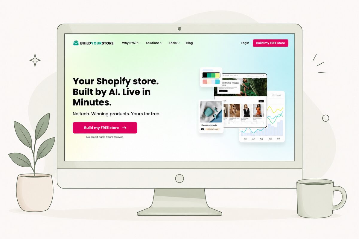 BuildYourStore, an AI store builder that includes a free Shopify domain