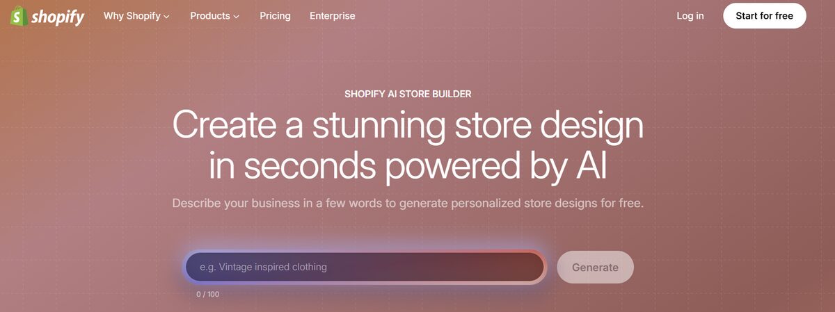 Shopify's Native AI store builder 