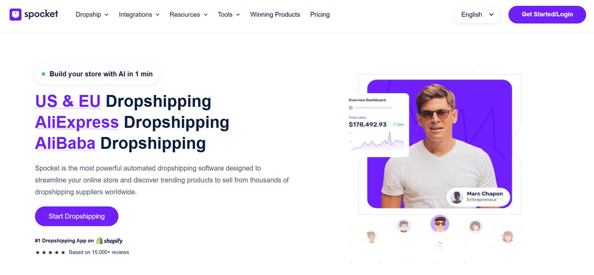 Spocket homepage