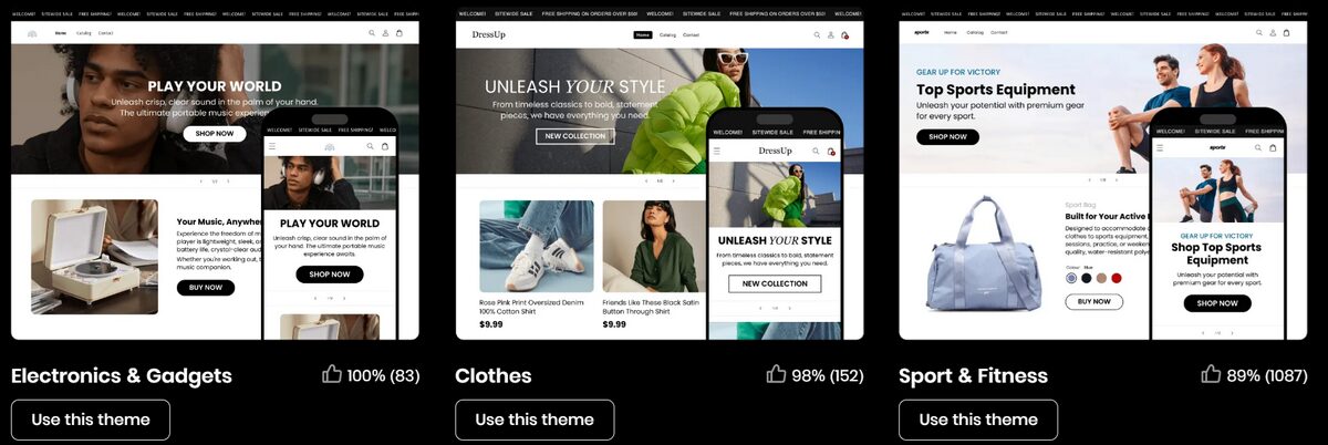 BuildYourStore AI niche-based themes