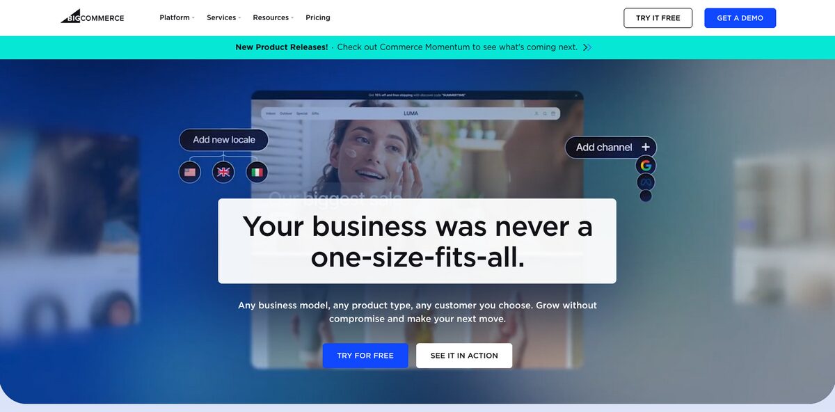 BigCommerce's homepage