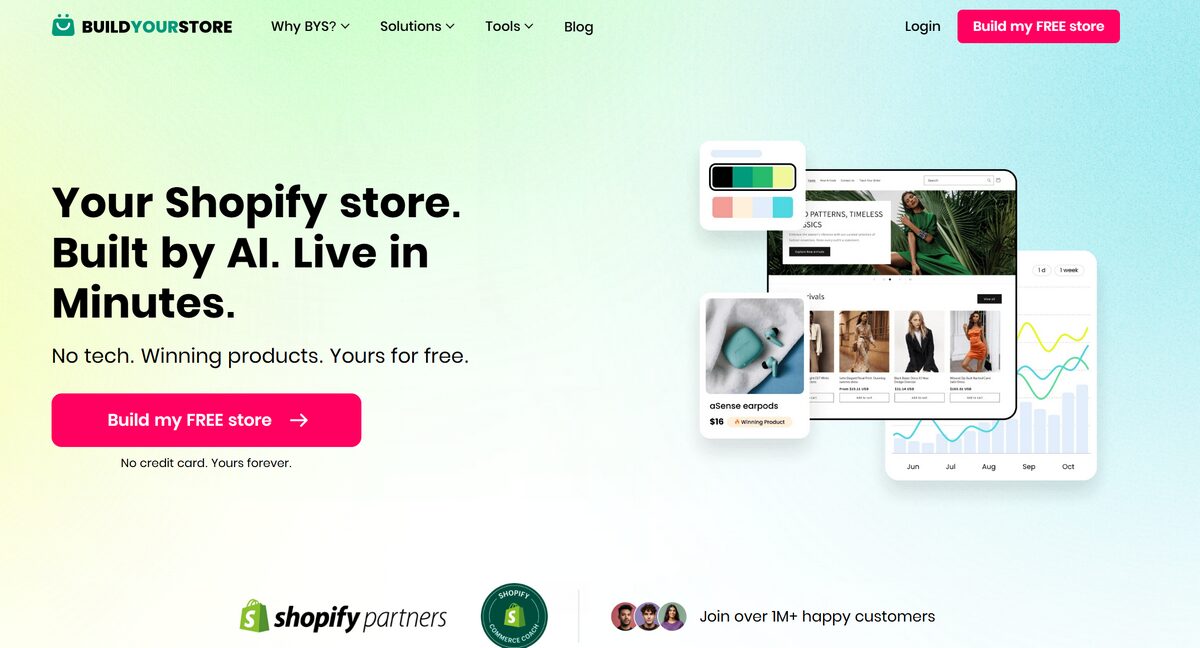 buildyourstore homepage for shopify seo improving