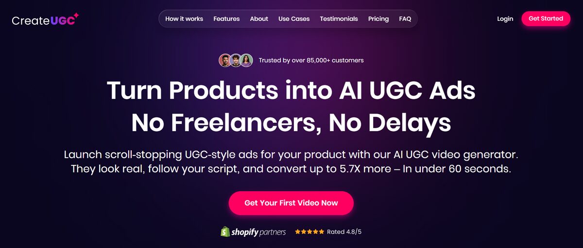 Create UGC AI tool for dropshipping ads