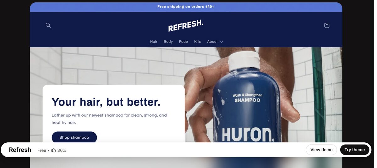 Refresh best free Shopify themes for dropshipping
