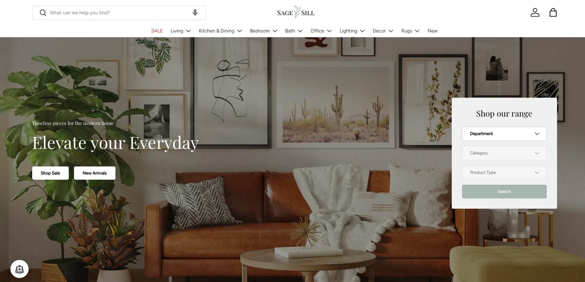 Sage & Sill, one of the best Shopify dropshipping store examples