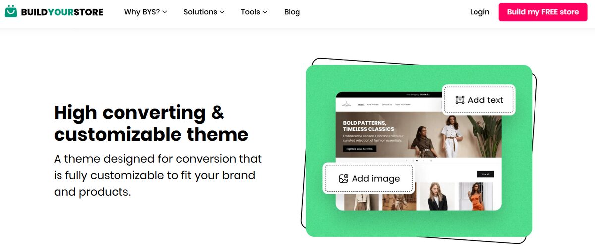 BuildYourStore AI store Shopify builder features