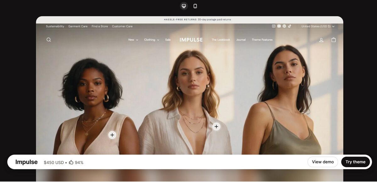 Impulse Shopify paid themes for dropshipping