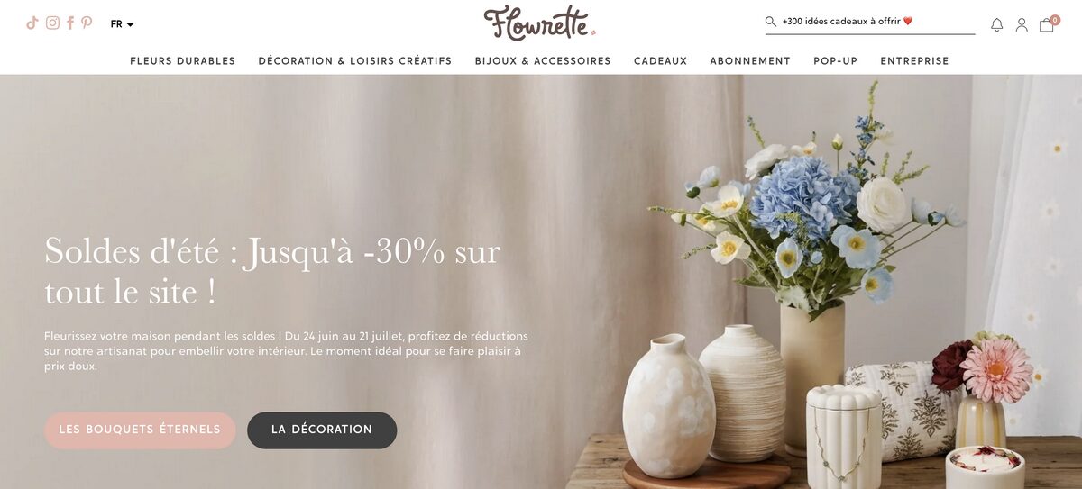 Flowrette, one of the top dropshipping stores in France