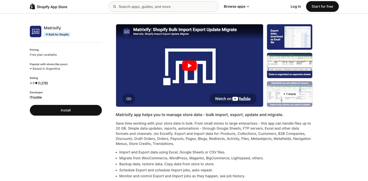 Matrixify for BigCommerce to Shopify migration