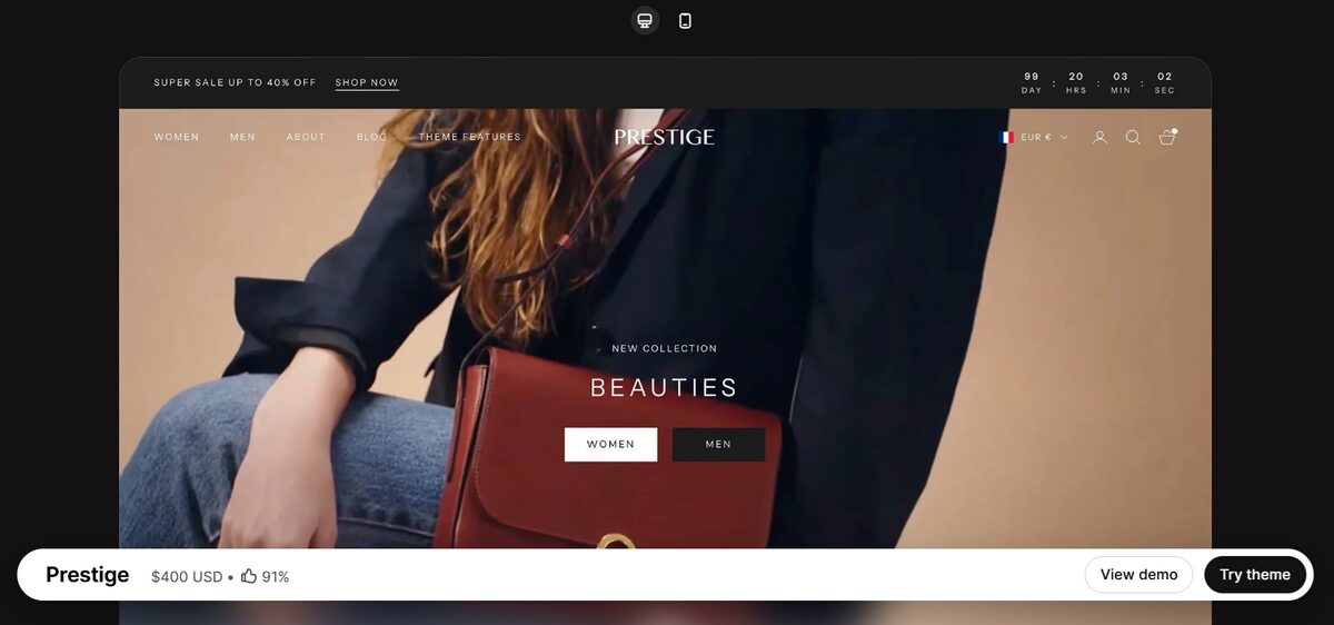 Prestige Shopify theme for dropshipping
