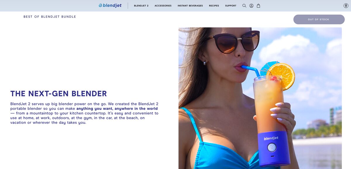 BlendJet, one of the best Shopify dropshipping store examples