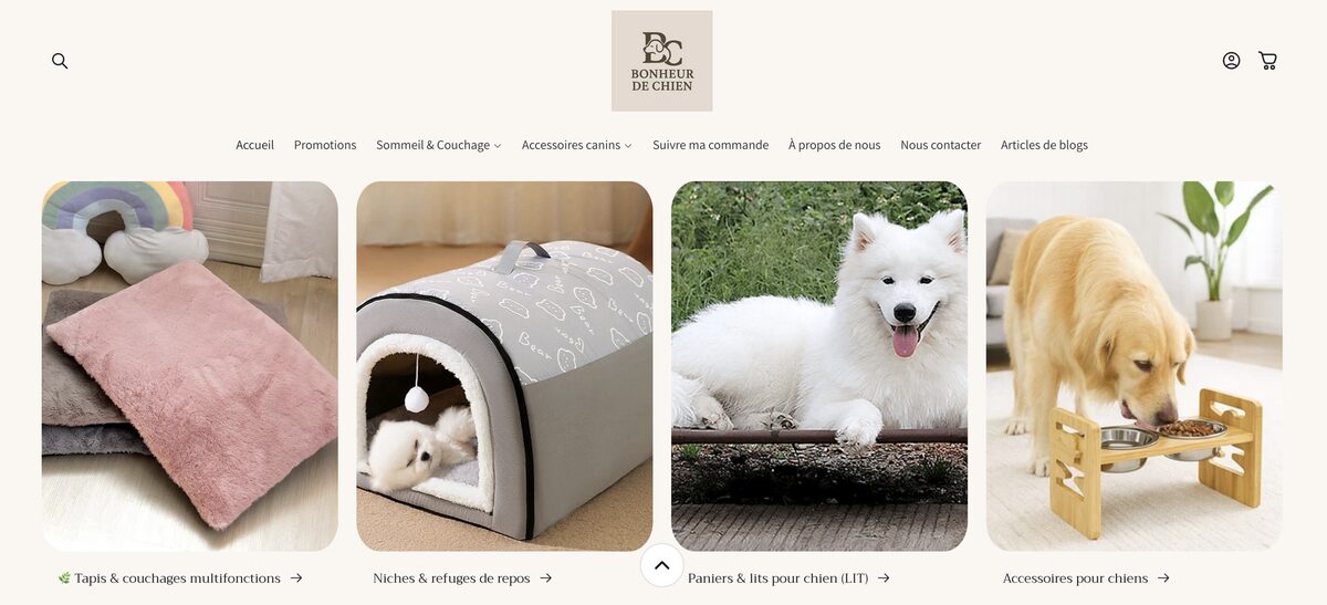Bonheur de Chien, one of the top dropshipping stores in France