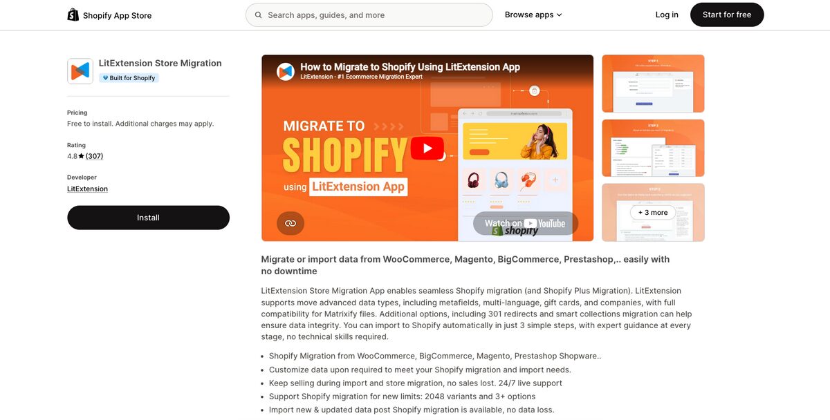 LitExtension for BigCommerce to Shopify migration