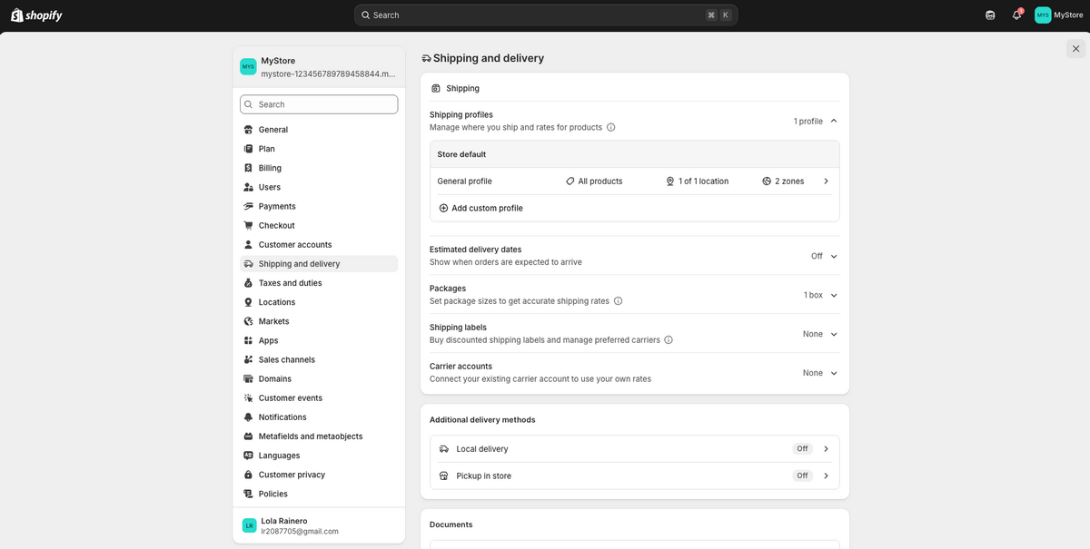 Set up shipping on Shopify