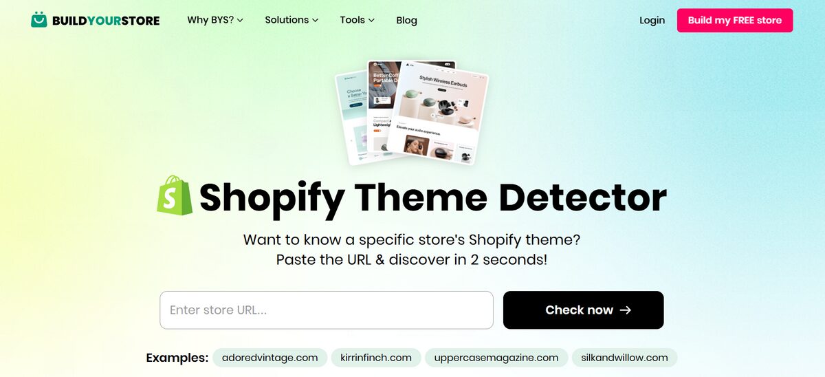 BuildYourStore Shopify Theme Detector for dropshipping stores
