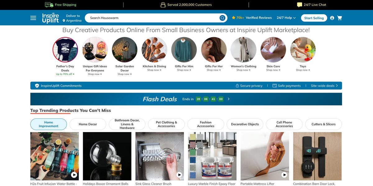 Inspire Uplift, one of the best Shopify dropshipping store examples