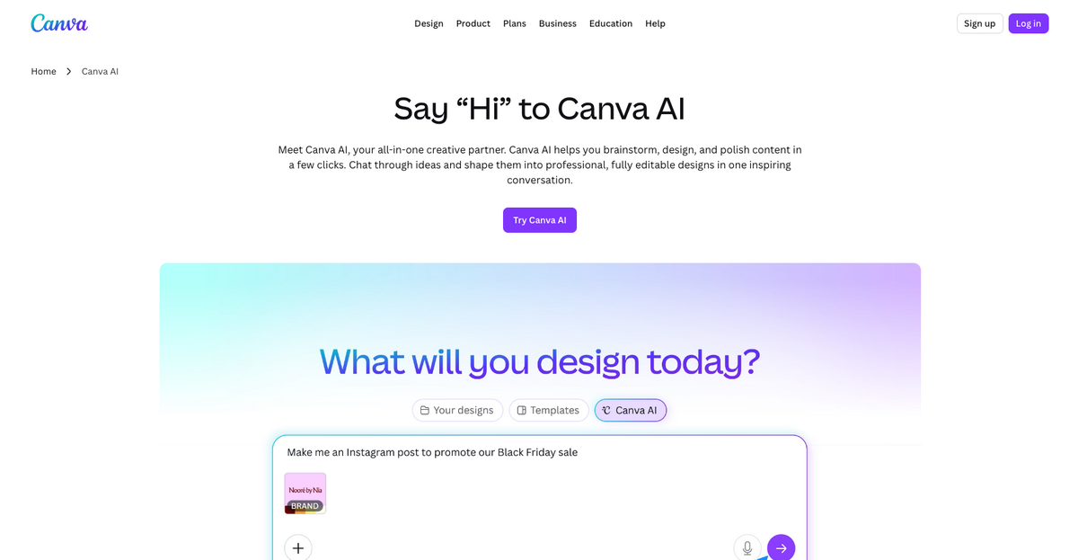 Canva AI, one of the best AI tools for Shopify store owners