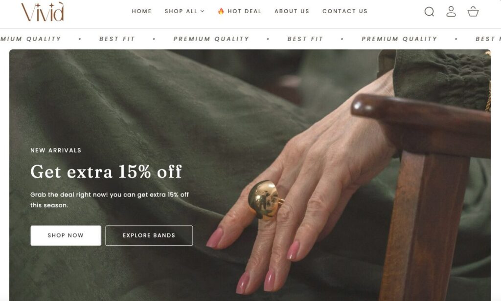 Vivid, one of the best shopify jewelry theme