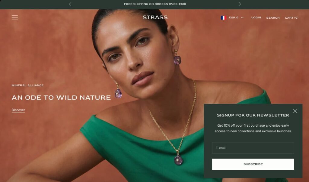 Strass, one of the best shopify jewelry theme