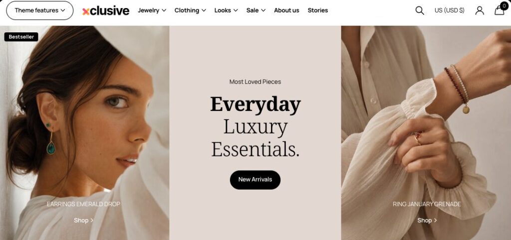 Xclusive, one of the best shopify jewelry theme