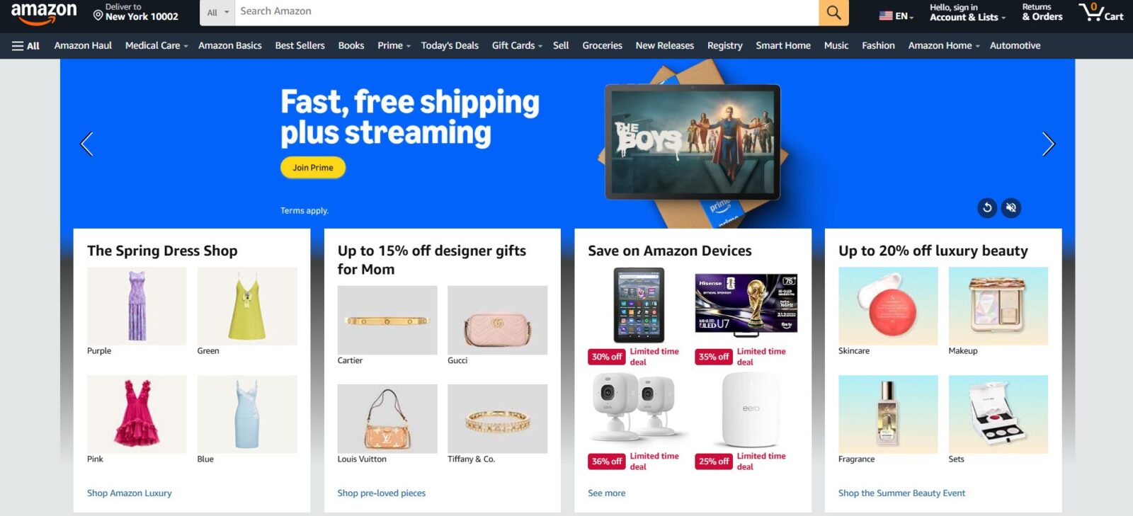 Amazon homepage