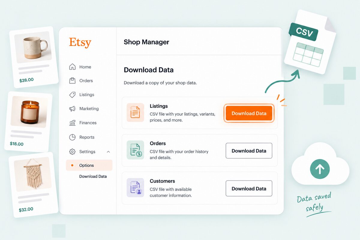 Back Up and Export Your Etsy Store Data to Shopify