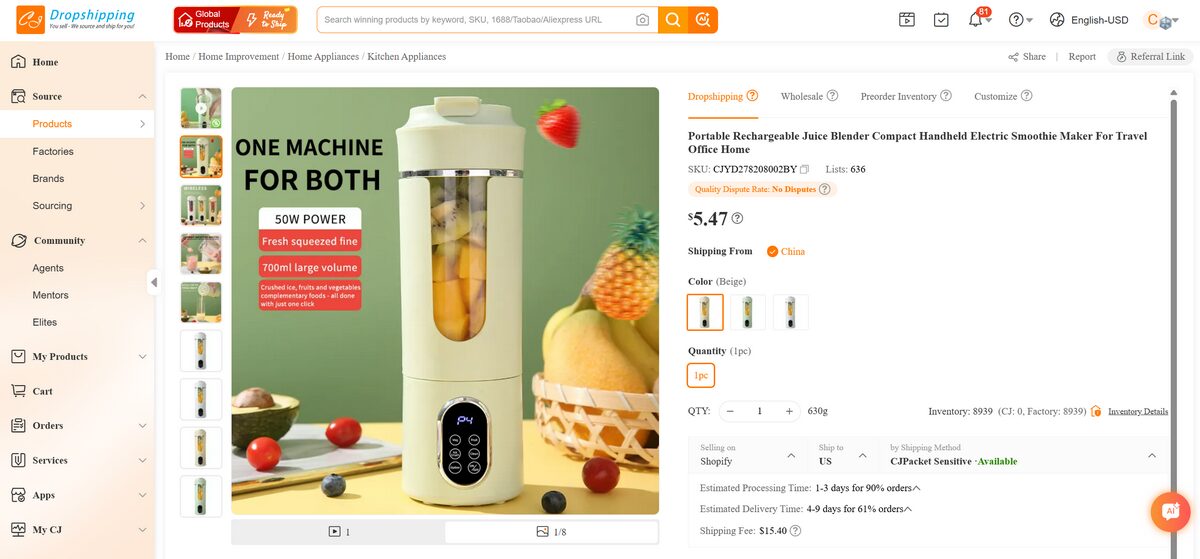 Portable Blender Bottles Cj Dropshipping