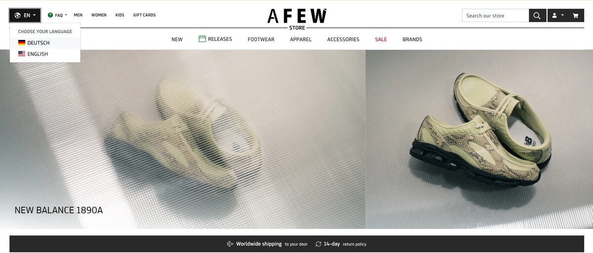 AFEW, one of the top dropshipping stores in Germany