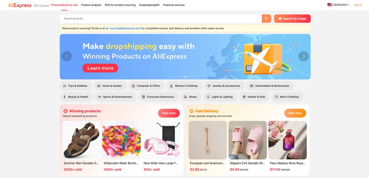 AliExpress, one of the best free dropshipping suppliers for Shopify in 2026